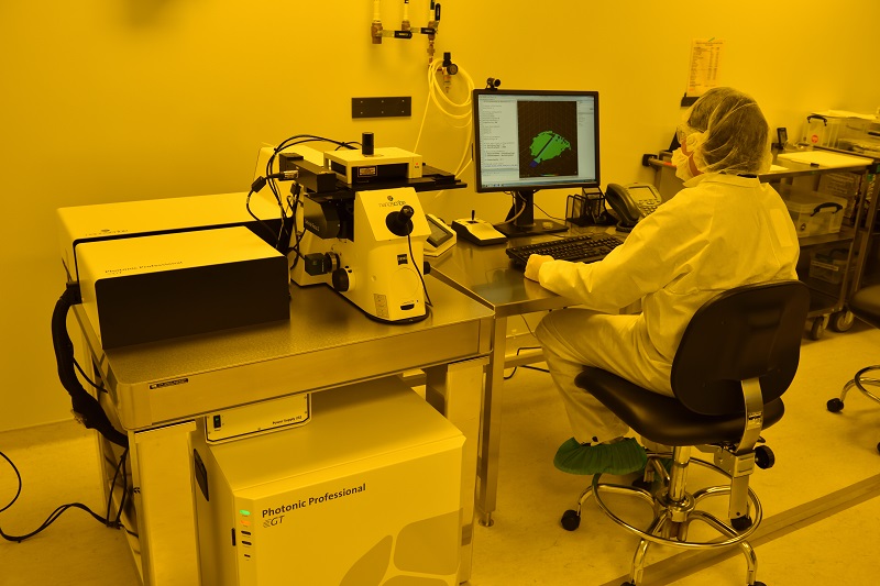 working on machine in lab